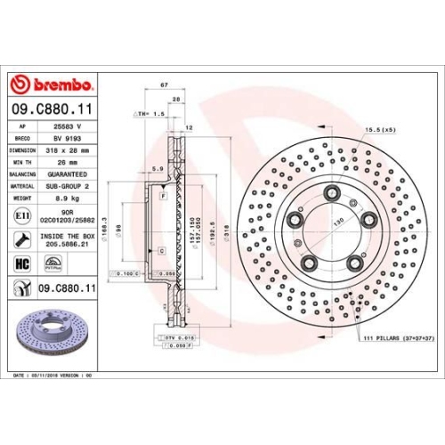 BREMBO Bremsscheibe PRIME LINE - UV Coated