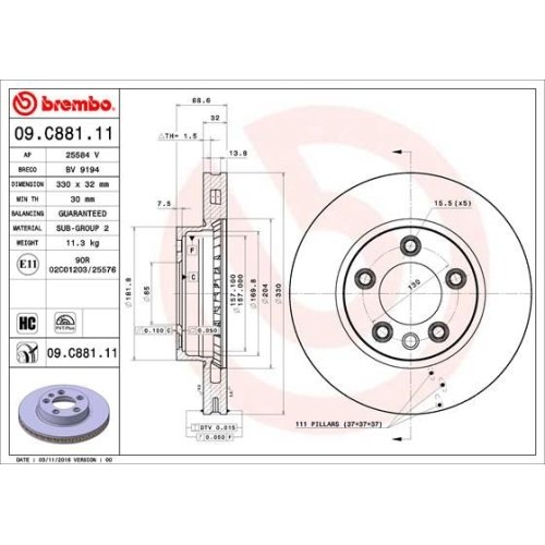 BREMBO Bremsscheibe PRIME LINE - UV Coated