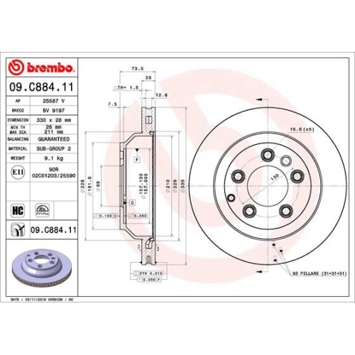 BREMBO Bremsscheibe PRIME LINE - UV Coated