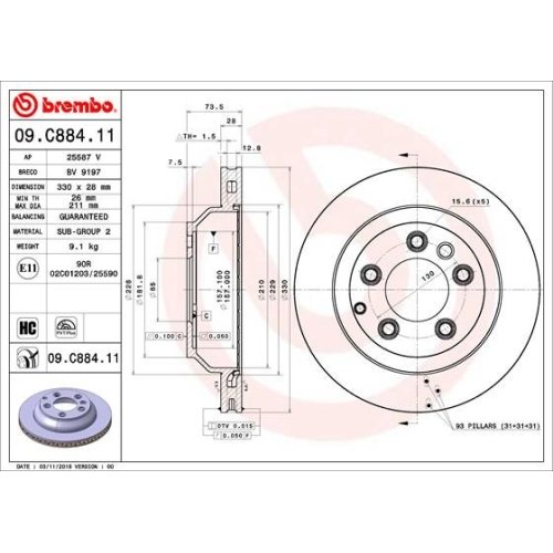 BREMBO Bremsscheibe PRIME LINE - UV Coated