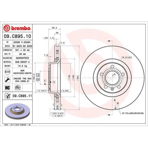 BREMBO Bremsscheibe PRIME LINE - UV Coated