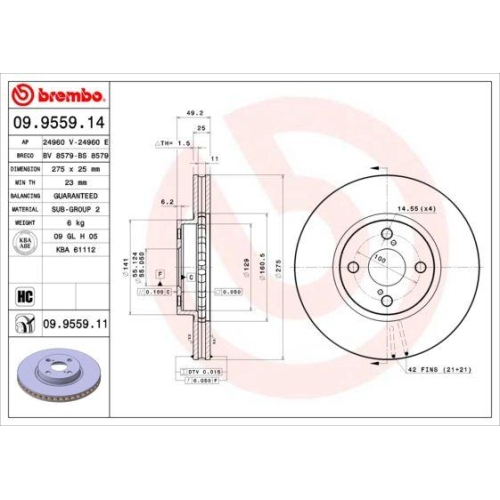 BREMBO Bremsscheibe PRIME LINE - UV Coated