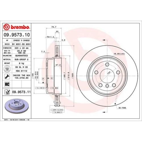 BREMBO Bremsscheibe PRIME LINE - UV Coated