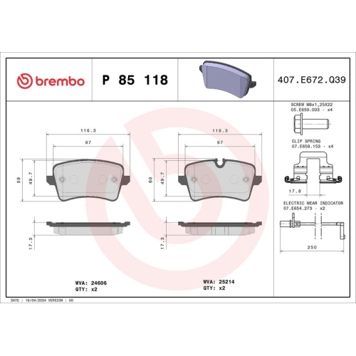 BREMBO Bremsbelagsatz, Scheibenbremse XTRA LINE