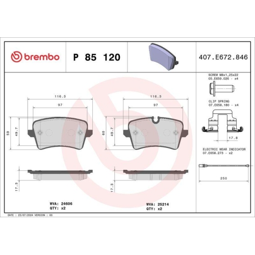 BREMBO Bremsbelagsatz, Scheibenbremse PRIME LINE