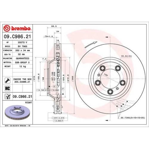 BREMBO Bremsscheibe PRIME LINE - UV Coated