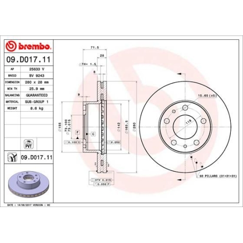 BREMBO Bremsscheibe PRIME LINE - UV Coated