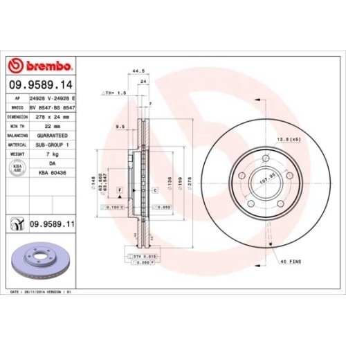 BREMBO Bremsscheibe PRIME LINE - UV Coated