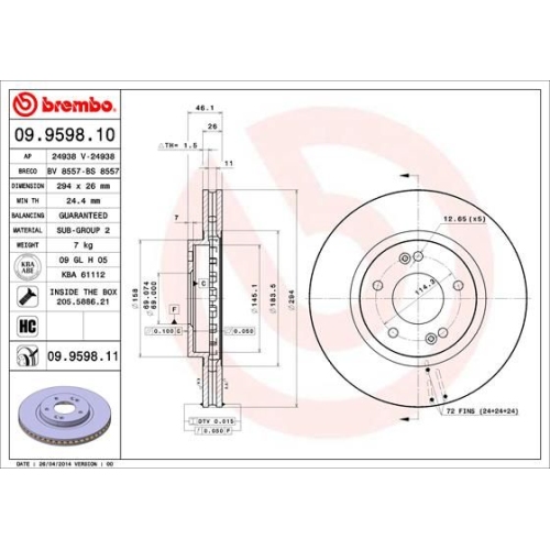 BREMBO Bremsscheibe PRIME LINE - UV Coated