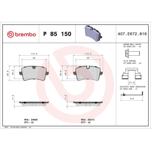 BREMBO Bremsbelagsatz, Scheibenbremse XTRA LINE