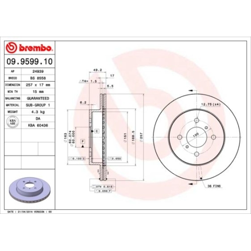 BREMBO Bremsscheibe PRIME LINE