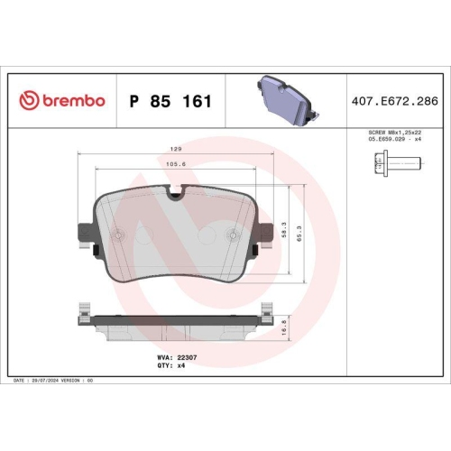 BREMBO Bremsbelagsatz, Scheibenbremse PRIME LINE