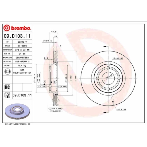 BREMBO Bremsscheibe PRIME LINE - UV Coated