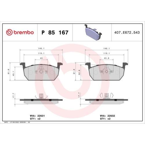 BREMBO Bremsbelagsatz, Scheibenbremse PRIME LINE