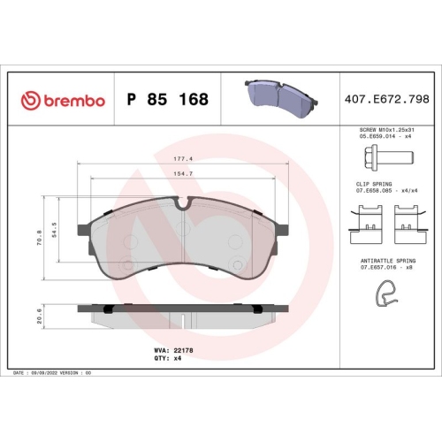 BREMBO Bremsbelagsatz, Scheibenbremse PRIME LINE