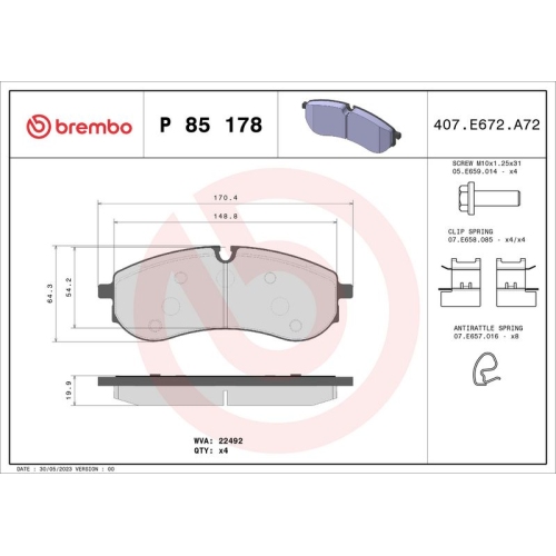 BREMBO Bremsbelagsatz, Scheibenbremse PRIME LINE