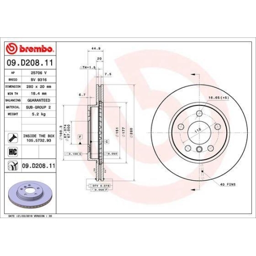 BREMBO Bremsscheibe PRIME LINE - UV Coated