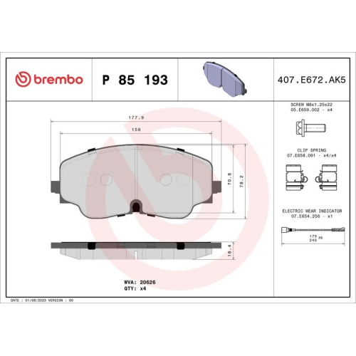 BREMBO Bremsbelagsatz, Scheibenbremse PRIME LINE