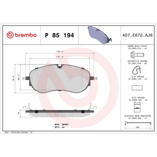 BREMBO Bremsbelagsatz, Scheibenbremse PRIME LINE