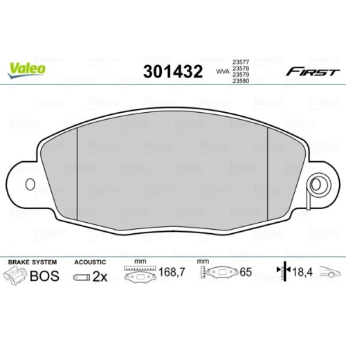 VALEO Bremsbelagsatz, Scheibenbremse FIRST