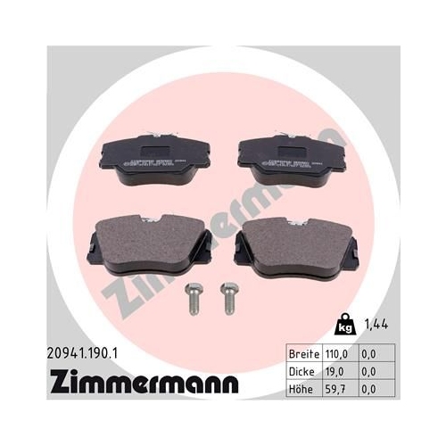 ZIMMERMANN Bremsbelagsatz, Scheibenbremse