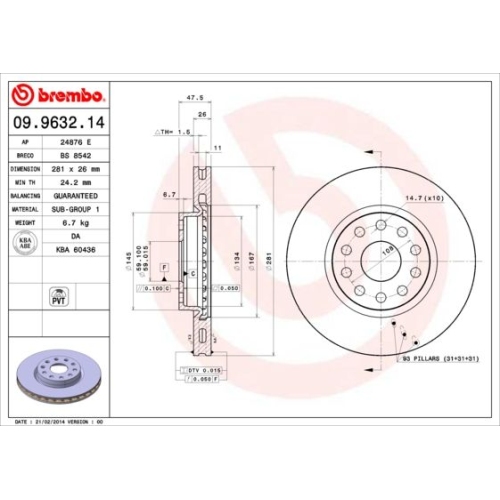 BREMBO Bremsscheibe PRIME LINE