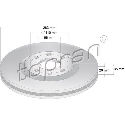 TOPRAN Bremsscheibe COATED