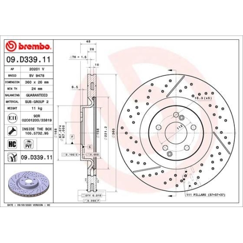 BREMBO Bremsscheibe PRIME LINE - UV Coated