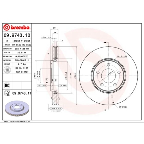 BREMBO Bremsscheibe PRIME LINE - UV Coated