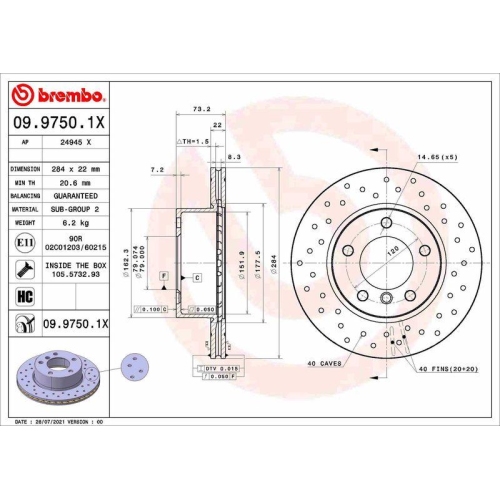 BREMBO Bremsscheibe XTRA LINE - Xtra