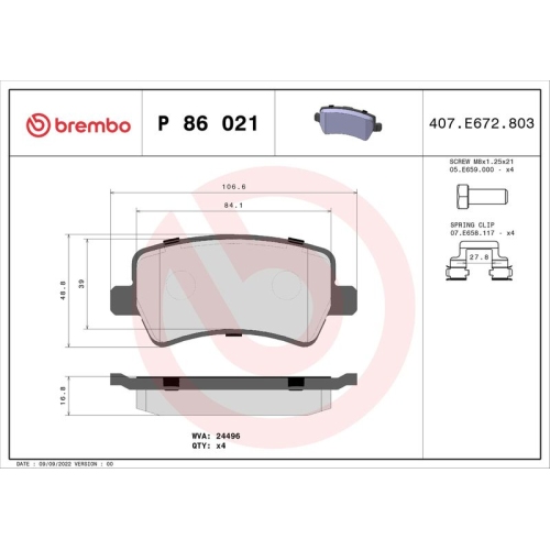 BREMBO Bremsbelagsatz, Scheibenbremse XTRA LINE