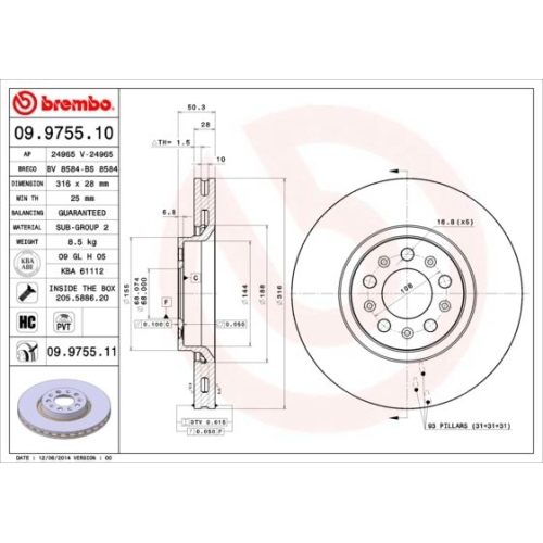 BREMBO Bremsscheibe PRIME LINE - UV Coated