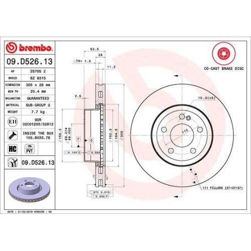 BREMBO Bremsscheibe PRIME LINE - Co-Cast