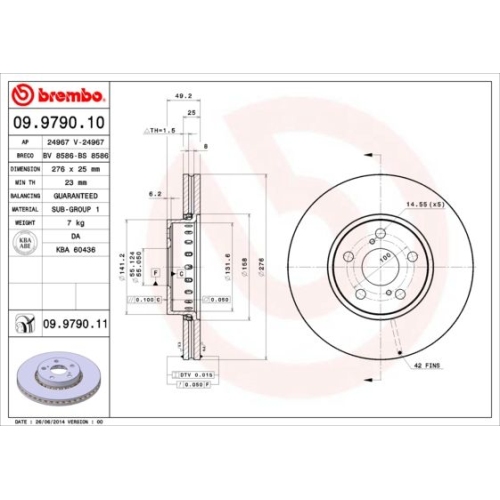 BREMBO Bremsscheibe PRIME LINE - UV Coated