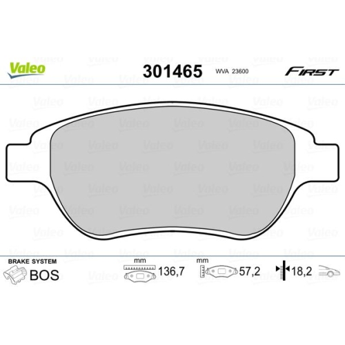 VALEO Bremsbelagsatz, Scheibenbremse FIRST