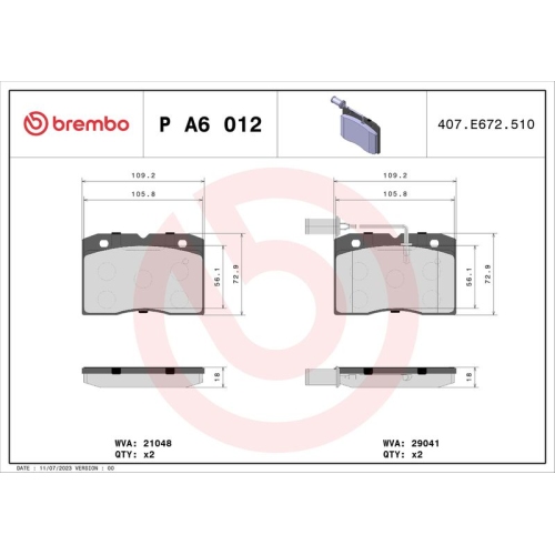 BREMBO Bremsbelagsatz, Scheibenbremse PRIME LINE