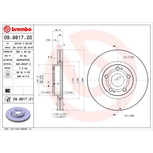 BREMBO Bremsscheibe PRIME LINE - UV Coated