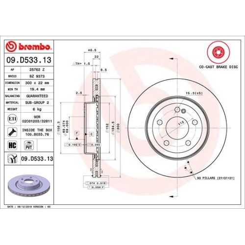 BREMBO Bremsscheibe PRIME LINE - Co-Cast