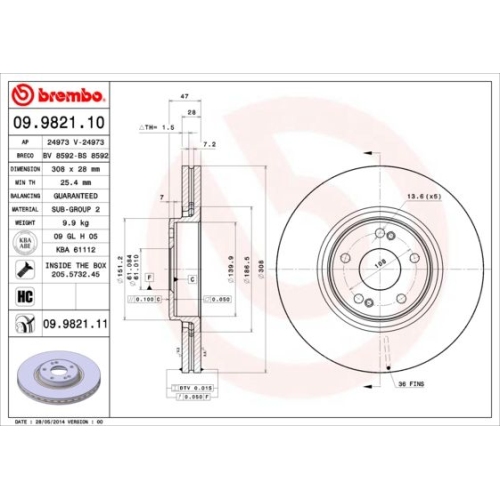 BREMBO Bremsscheibe PRIME LINE - UV Coated