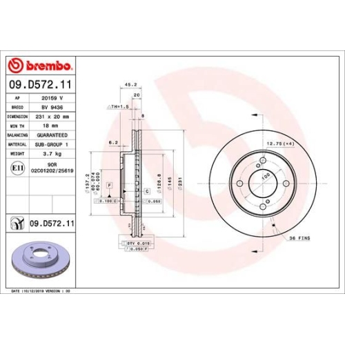 BREMBO Bremsscheibe PRIME LINE - UV Coated