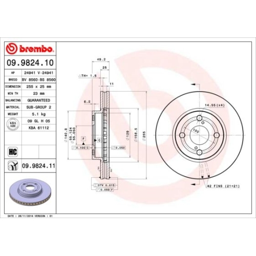 BREMBO Bremsscheibe PRIME LINE - UV Coated