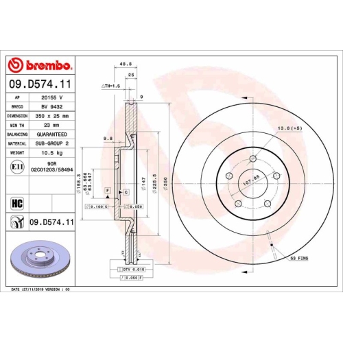 BREMBO Bremsscheibe PRIME LINE - UV Coated