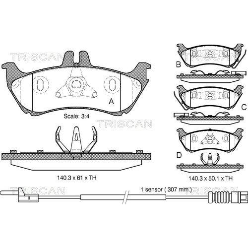 TRISCAN Bremsbelagsatz, Scheibenbremse