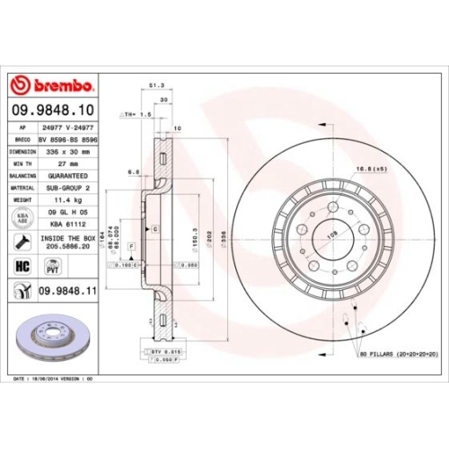 BREMBO Bremsscheibe PRIME LINE - UV Coated