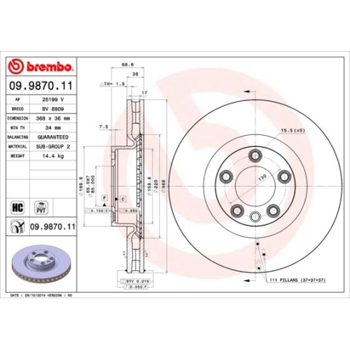 BREMBO Bremsscheibe PRIME LINE - UV Coated