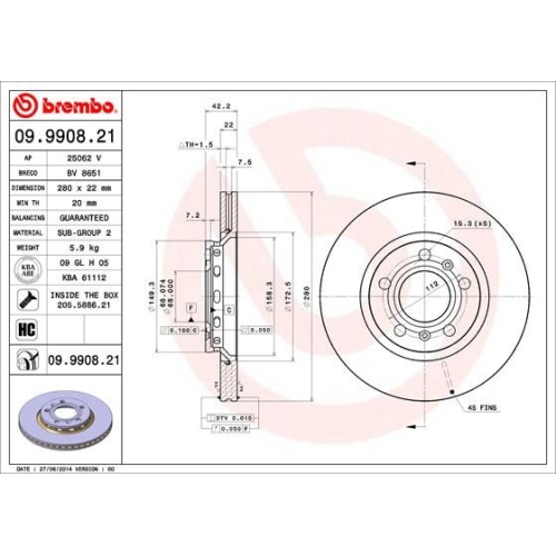 BREMBO Bremsscheibe PRIME LINE - UV Coated