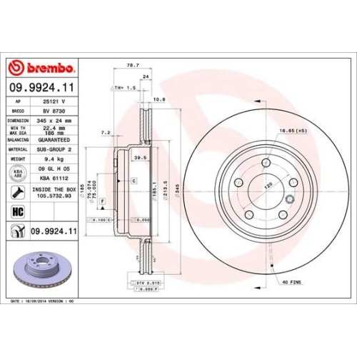 BREMBO Bremsscheibe PRIME LINE - UV Coated