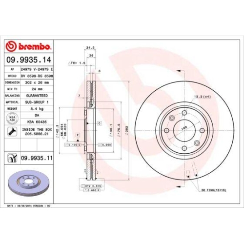 BREMBO Bremsscheibe PRIME LINE - UV Coated