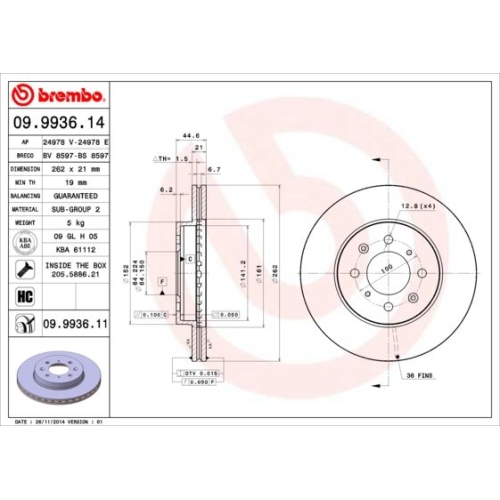 BREMBO Bremsscheibe PRIME LINE - UV Coated