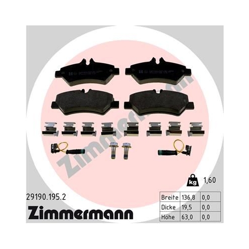 ZIMMERMANN Bremsbelagsatz, Scheibenbremse